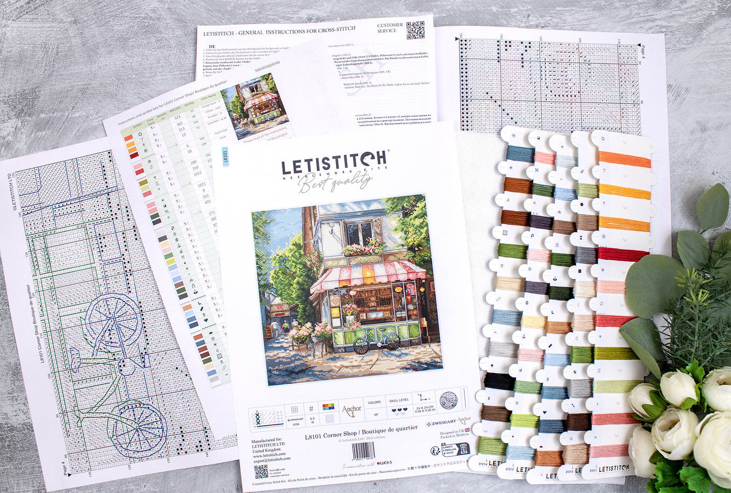 Cross Stitch Kit LetiStitch - Corner Shop / Boutique de quartier, L8101