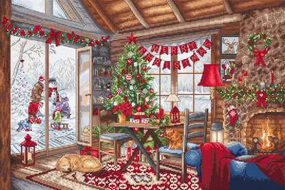 Kit de point de croix LetiStitch – Cabane de Noël, L8105