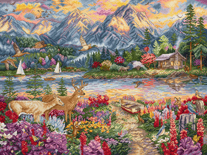 Kit de point de croix LetiStitch – L9939 Majesté des montagnes printanières
