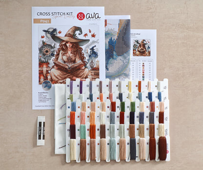Dettaglio del kit ricamo AVA P042 – L’autunno della strega