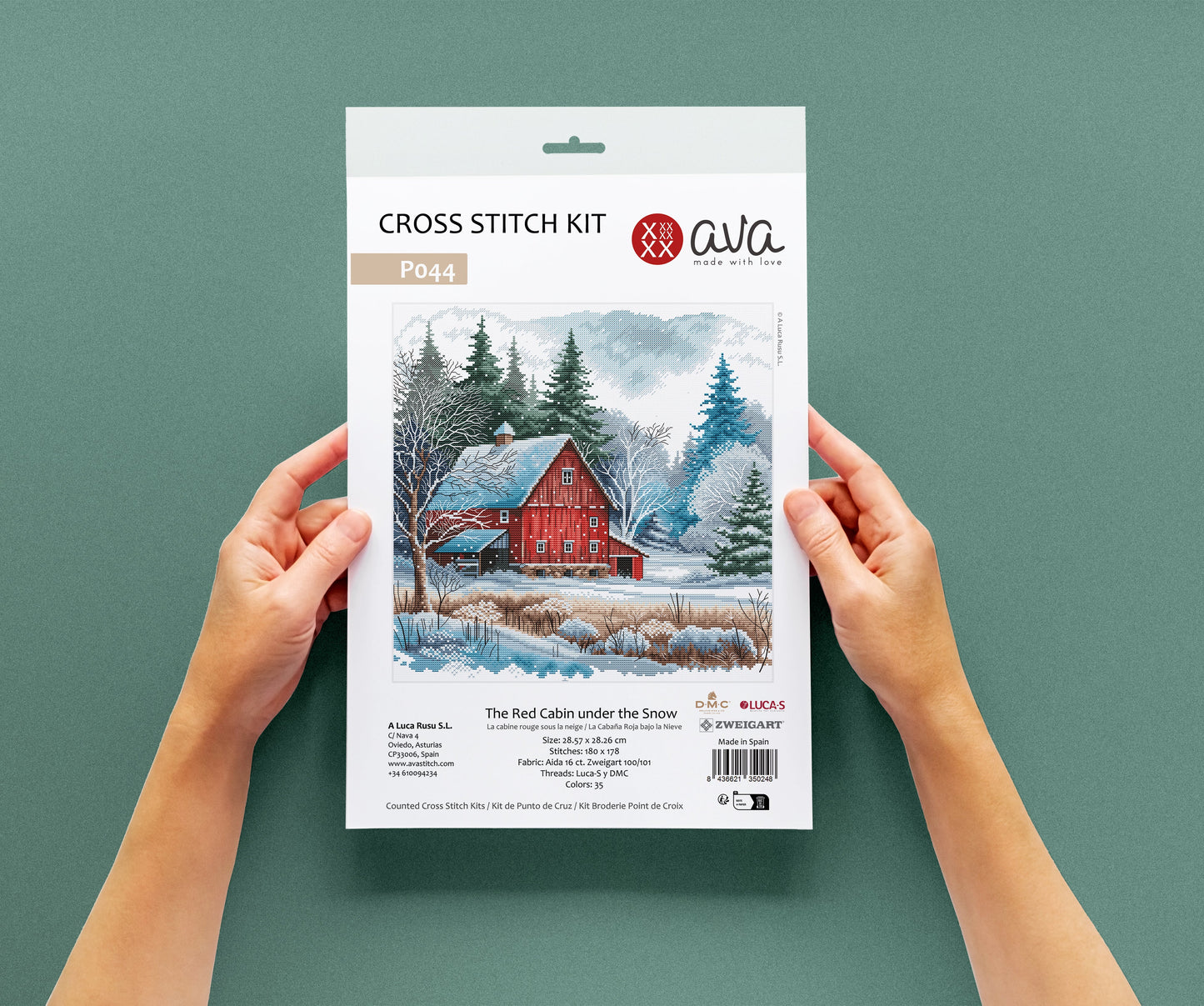 The Red Cabin under the Snow - Cross Stitch Kit AVA P044