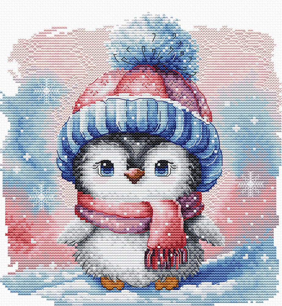 Kit ricamo punto croce AVA P047 – Il pinguino d’inverno