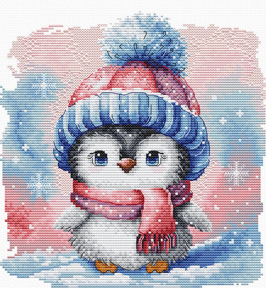 Kit ricamo punto croce AVA P047 – Il pinguino d’inverno