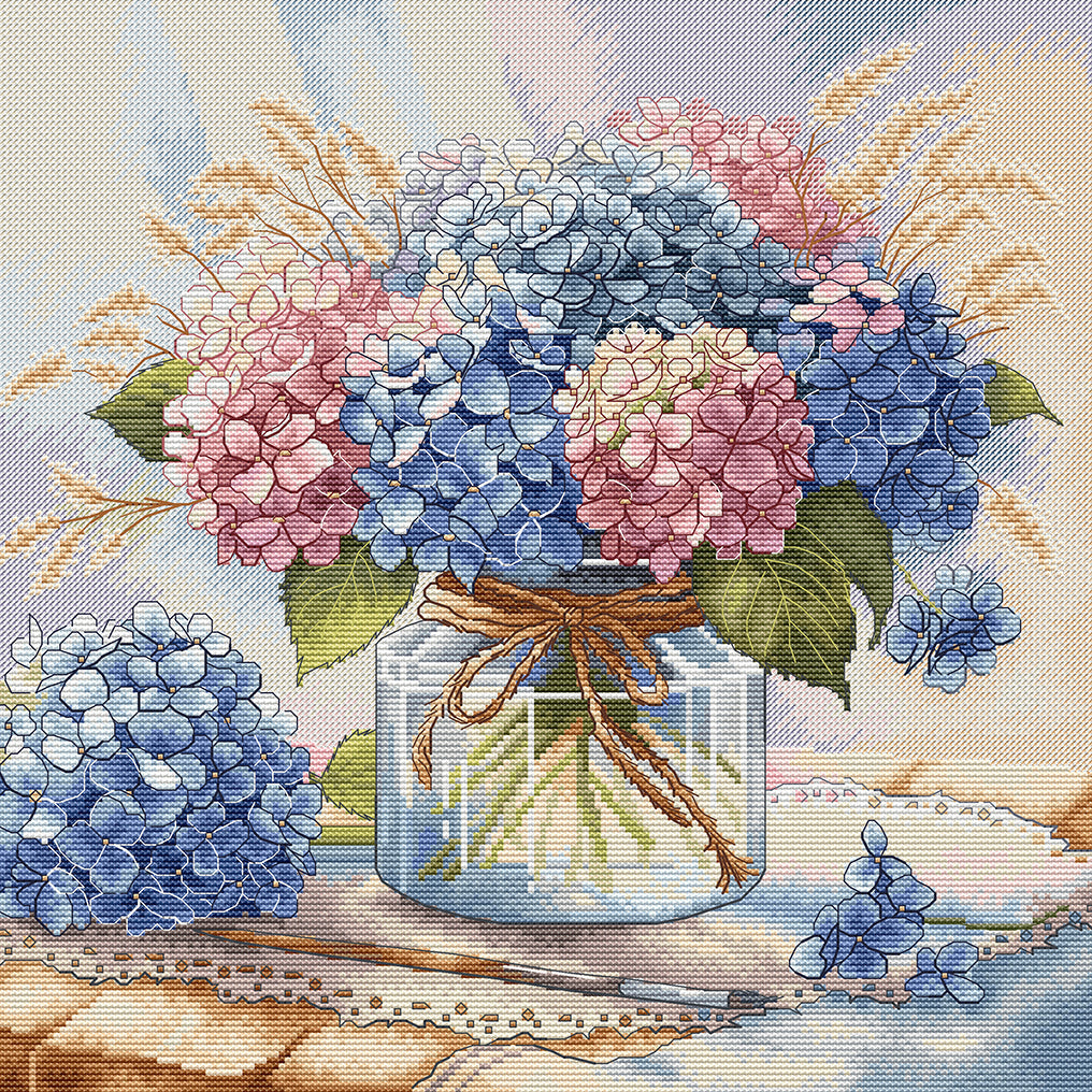 Hydrangeas in Watercolor - Cross Stitch Kit AVA P052