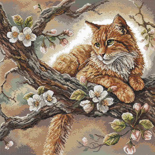 Kit ricamo punto croce AVA P059 – Il gatto sul melo