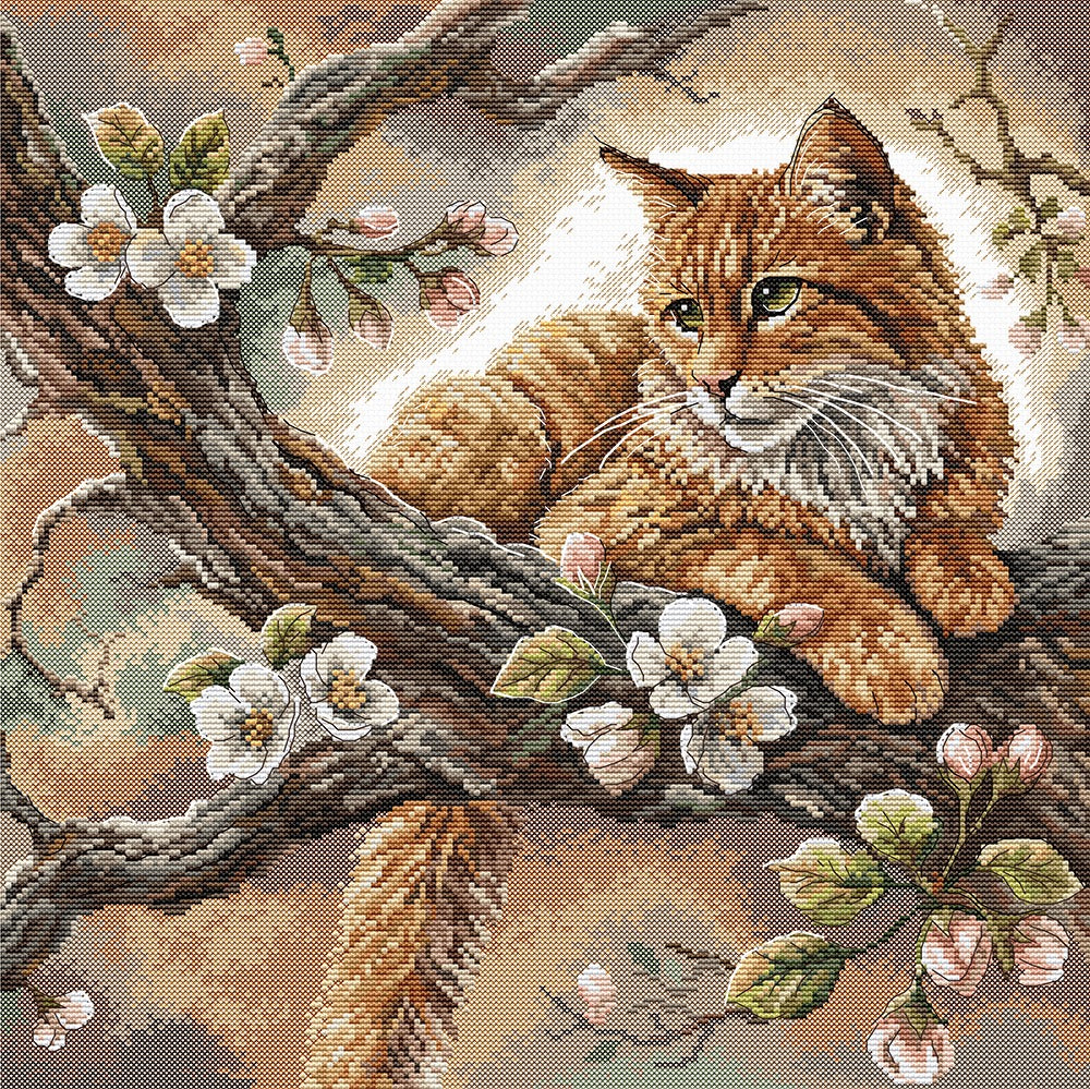 Kit ricamo punto croce AVA P059 – Il gatto sul melo