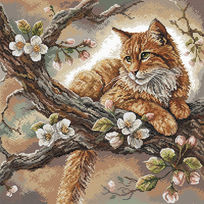Kit ricamo punto croce AVA P059 – Il gatto sul melo