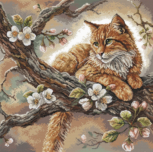 Kit ricamo punto croce AVA P059 – Il gatto sul melo
