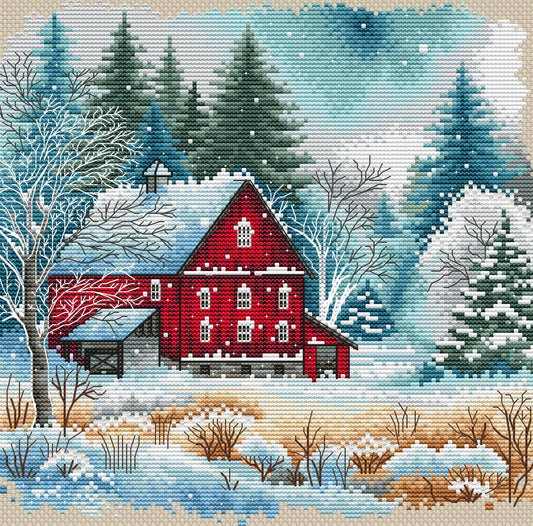 MINI Version. The Red Cabin - Cross Stitch Kit AVA P064