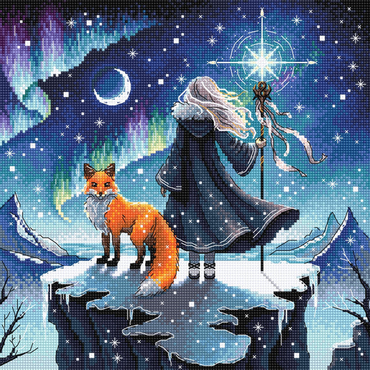 Sorceress of the Auroras and her Fox - Cross Stitch Kit AVA P069