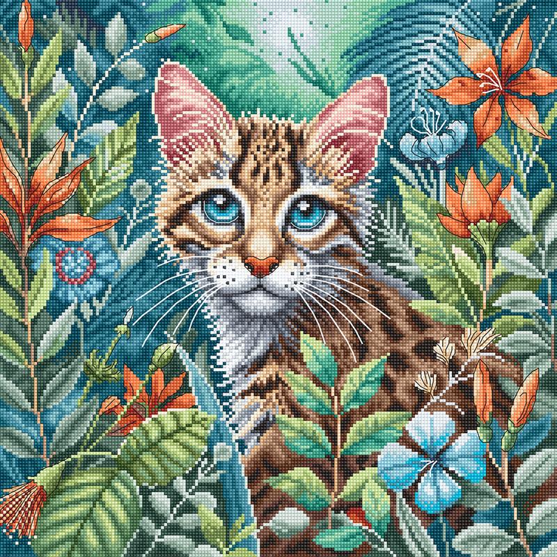 Kit ricamo punto croce AVA P074 – Gattino tra i fiori
