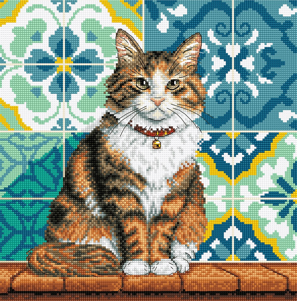 Kit ricamo punto croce AVA P080 – Gatto in cortile