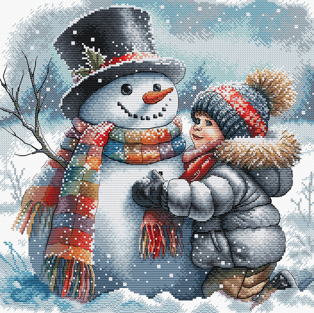 Boy and his Snow Friend - Cross Stitch Kit AVA P086