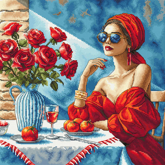 Dama in rosso - Kit punto croce AVA P134