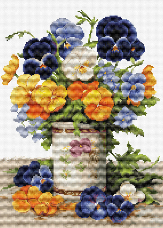 Cross Stitch Kit Luca-S - Pansies Bouquet, B7035