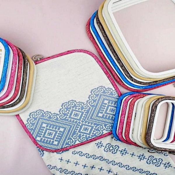 Blue Square Embroidery Hoop - Nurge Flexible Cross Stitch Hoop - Luca-S Hoops