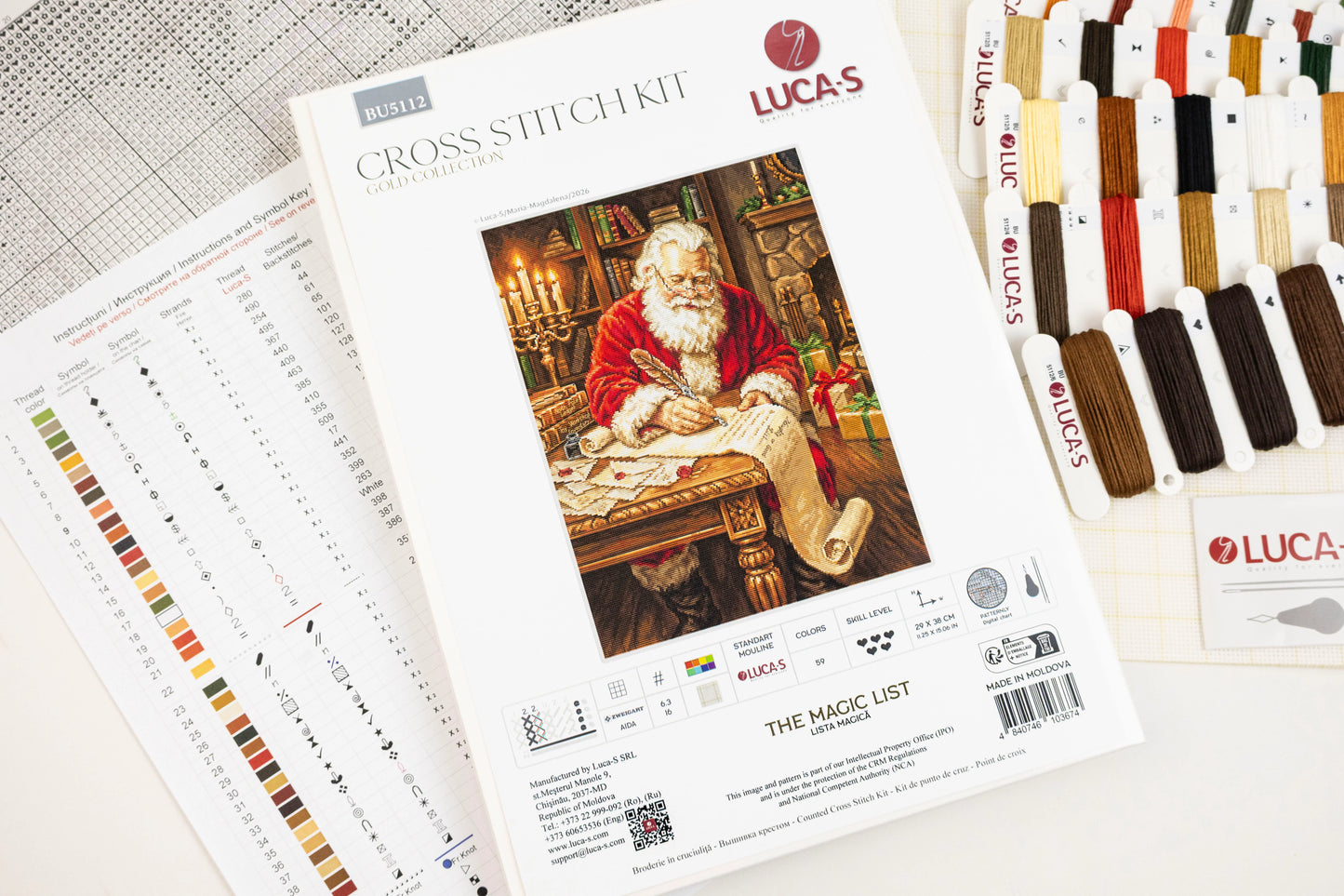BU5112 Luca-S GOLD The Magic List – confezione del kit con filati mouliné inclusi