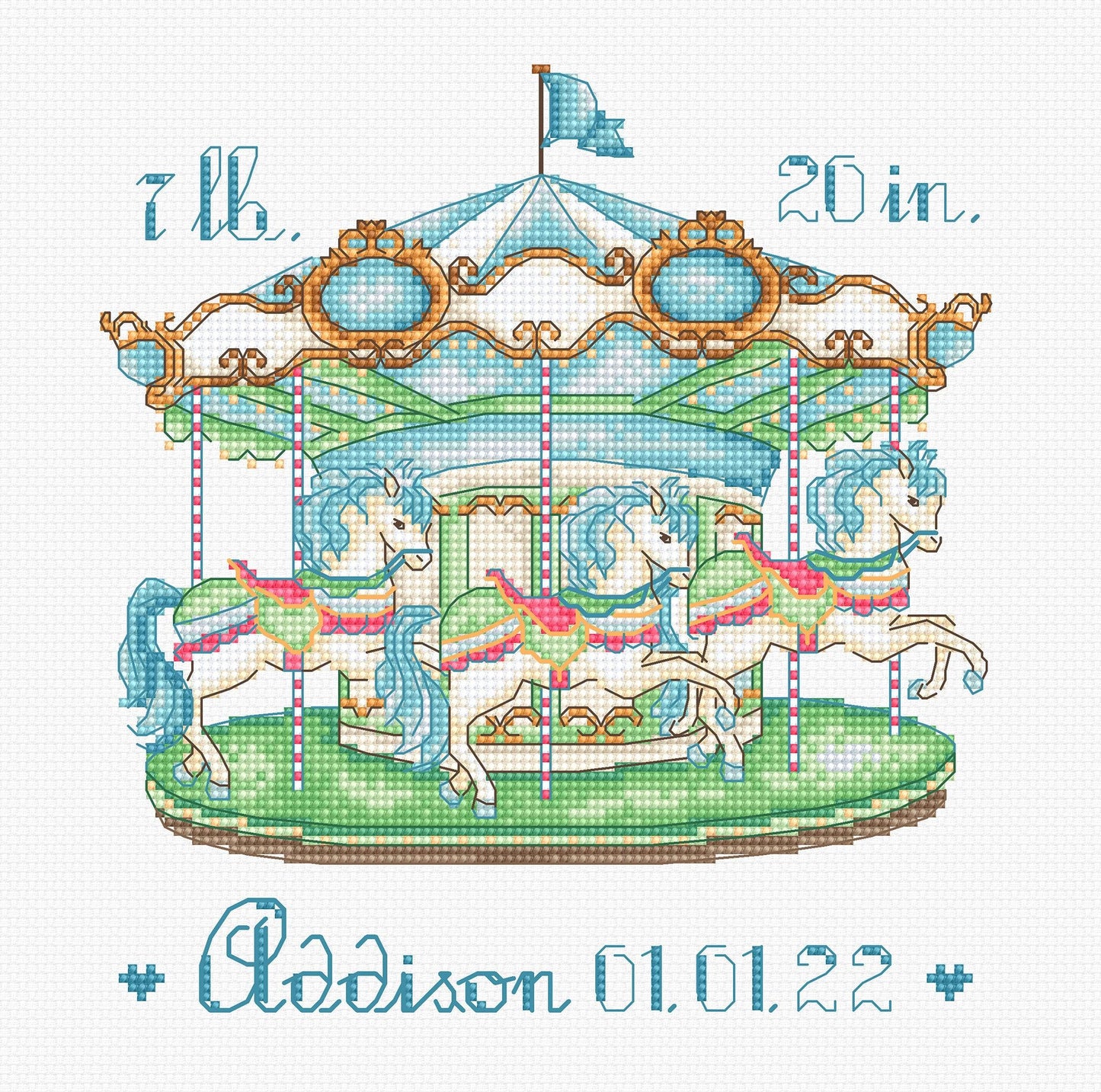 Cross Stitch Kit LetiStitch - Baby Carousel Cross Stitch Kits - HobbyJobby