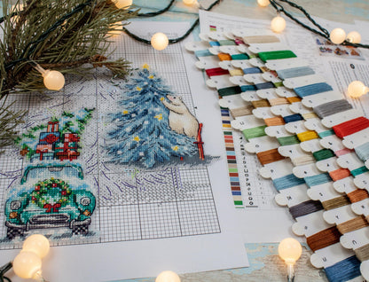Cross Stitch Kit LetiStitch - Christmas Ornaments kit nr. 3 / of 7 pieces Cross Stitch Toys - HobbyJobby