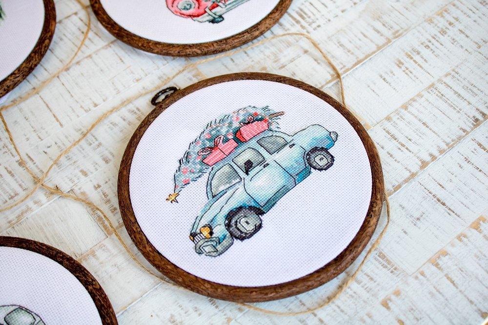 Cross Stitch Kit LetiStitch - Christmas Retro Cars / Kit of 5, Leti965 - HobbyJobby