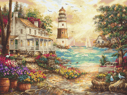 Cross Stitch Kit LetiStitch - Cottage by the sea, Leti962 - HobbyJobby