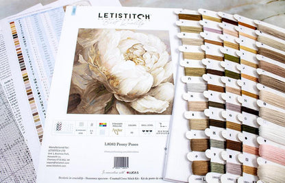 Cross Stitch Kit LETISTITCH - Peony Poses, L8083 LetiStitch Cross Stitch Kits - HobbyJobby