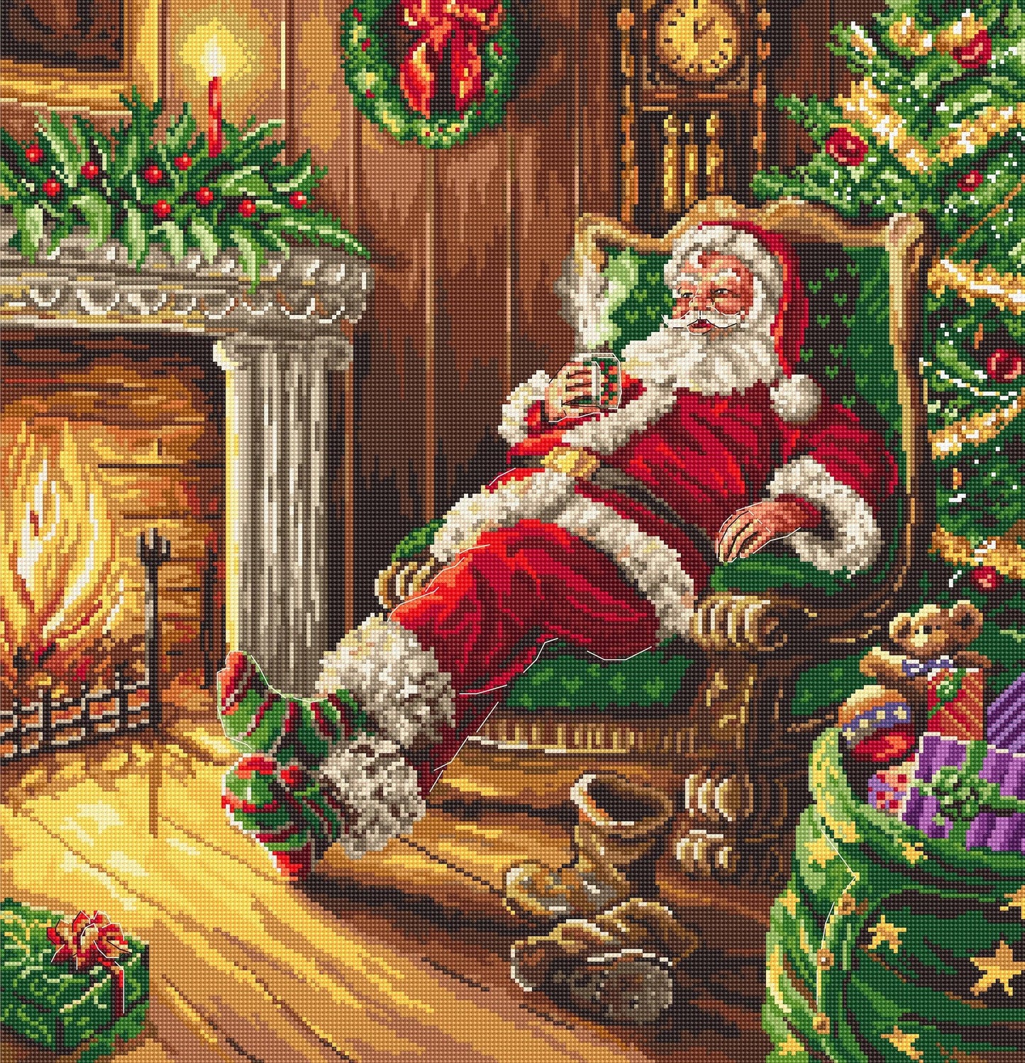 Cross Stitch Kit LetiStitch - Santa's rest by the chimney Cross Stitch Kits - HobbyJobby