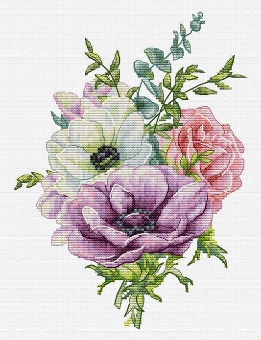 Cross Stitch Kit Luca-S - Anemone, B7017 - Luca-S Cross Stitch Kits