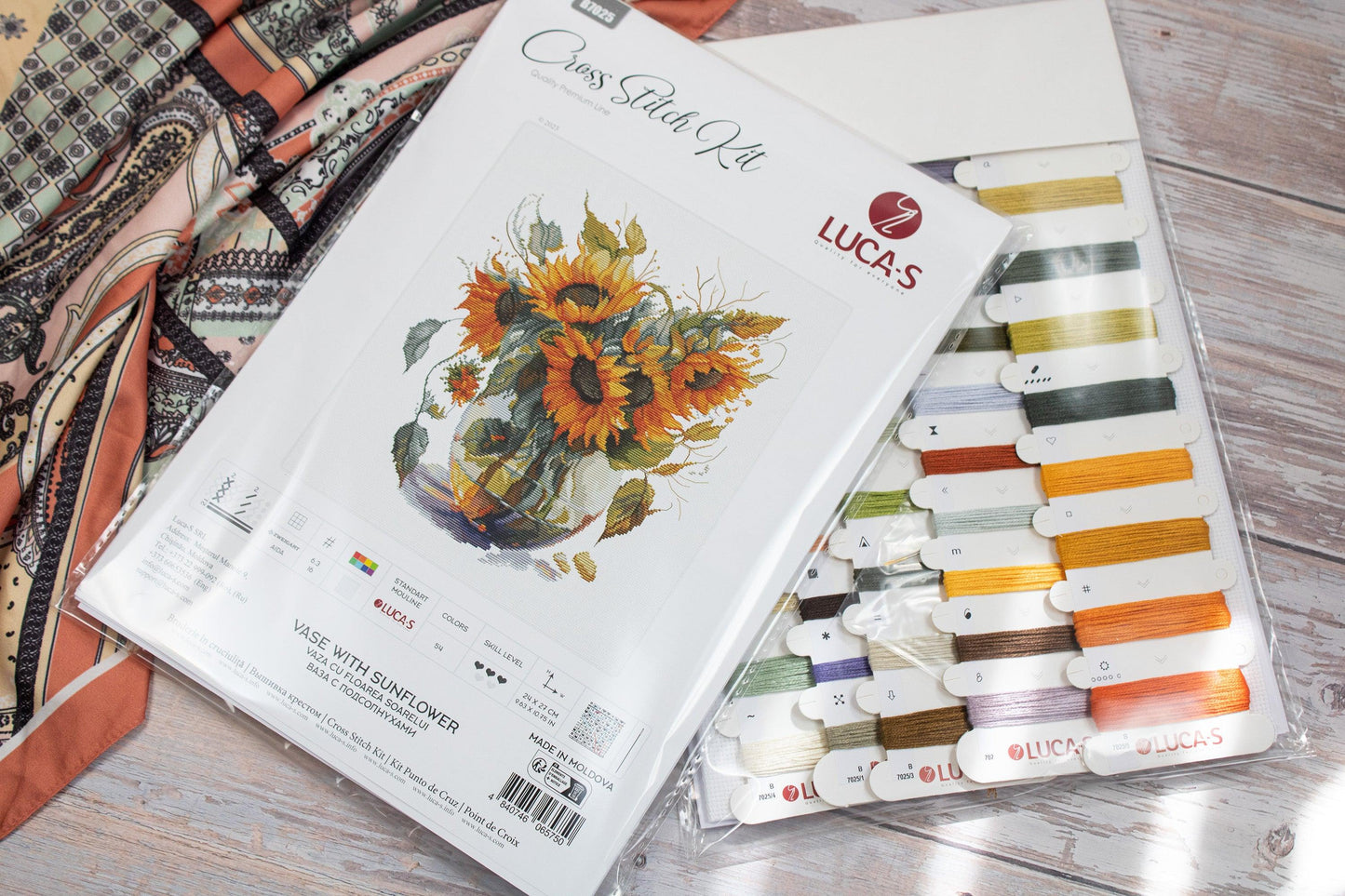 Cross Stitch Kit Luca-S - B7025, Vase with Sunflower - Luca-S Cross Stitch Kits