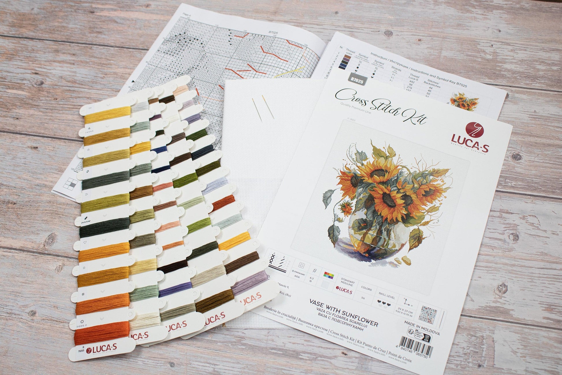 Cross Stitch Kit Luca-S - B7025, Vase with Sunflower - Luca-S Cross Stitch Kits