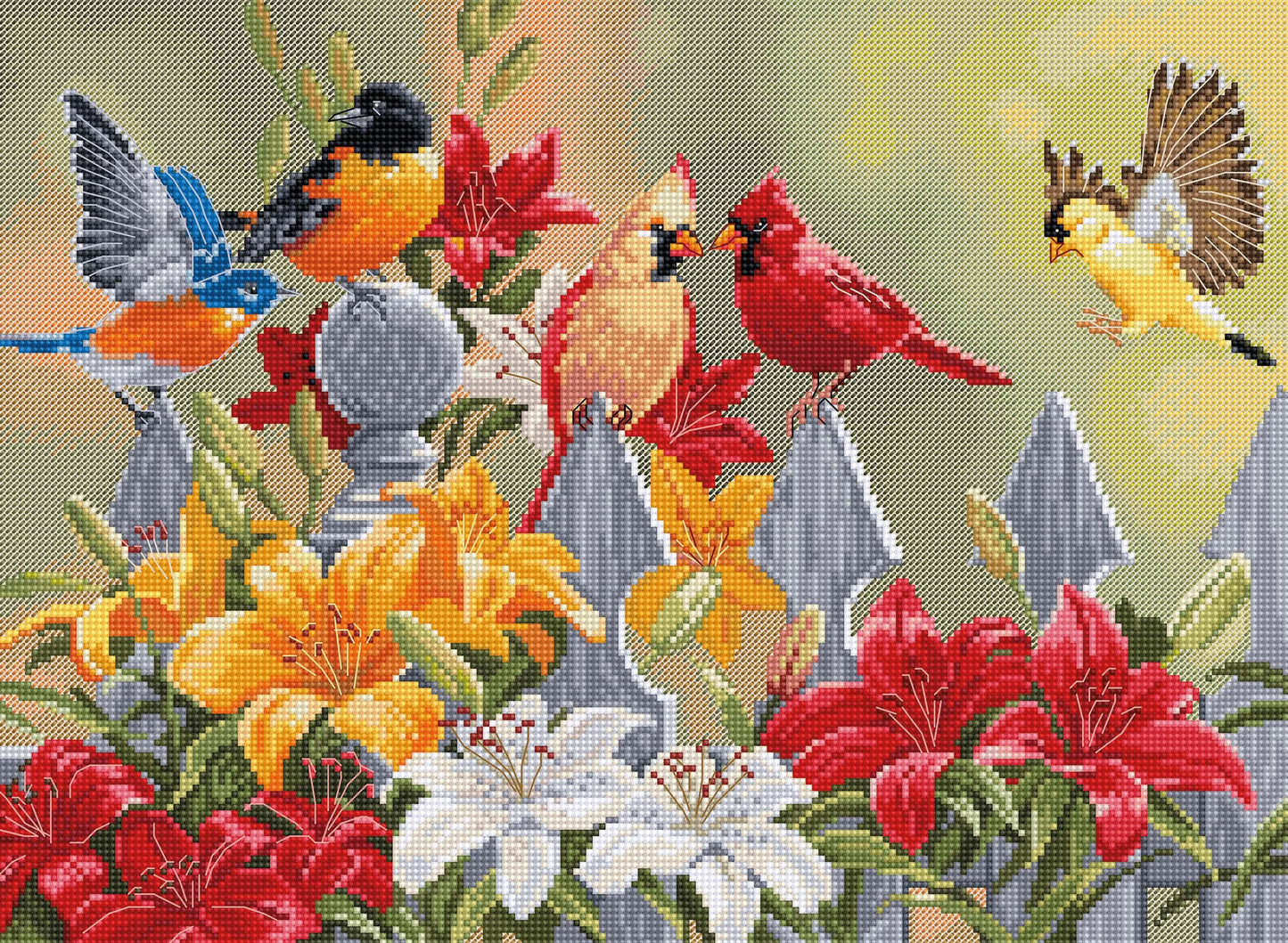 Cross Stitch Kit Luca-S - Backyard Birds with Daylilies, BU5024 - Luca-S Cross Stitch Kits