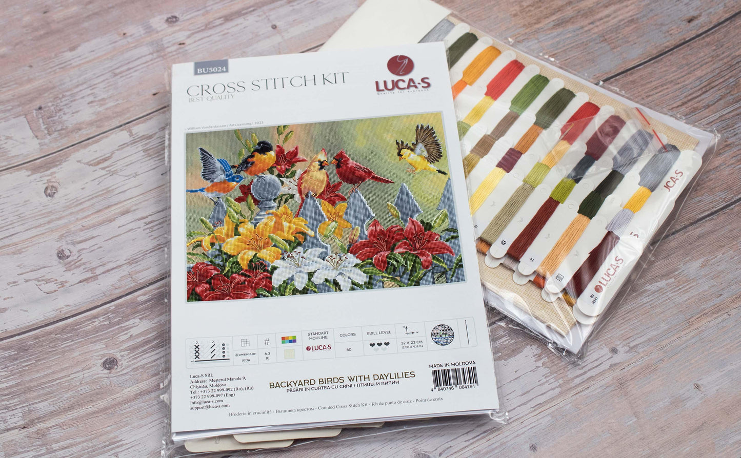 Cross Stitch Kit Luca-S - Backyard Birds with Daylilies, BU5024 - Luca-S Cross Stitch Kits