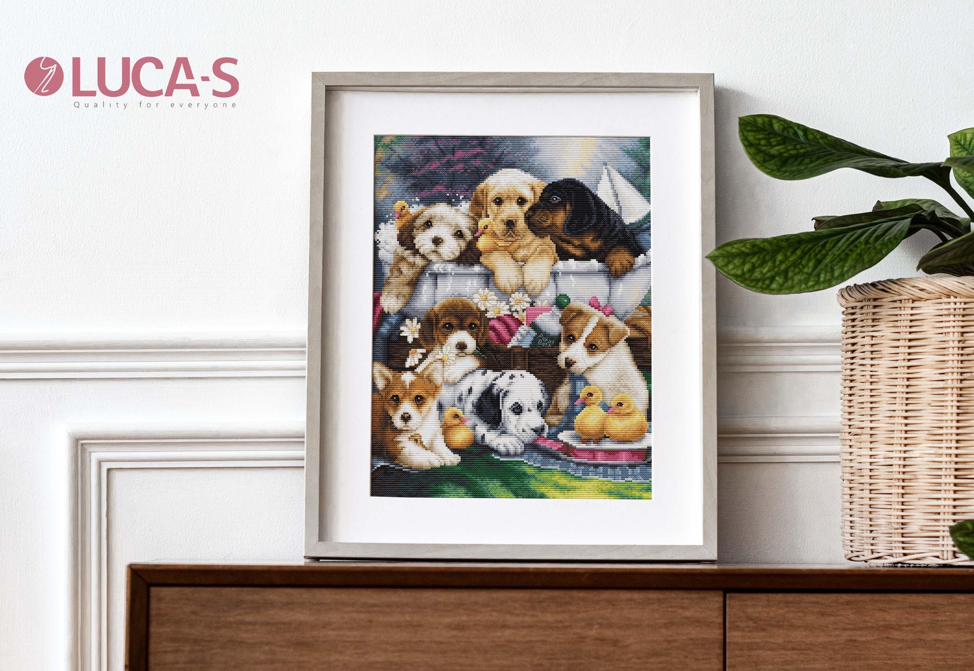 Cross Stitch Kit Luca-S - Bath Time Pups, BU5025 - Luca-S Cross Stitch Kits