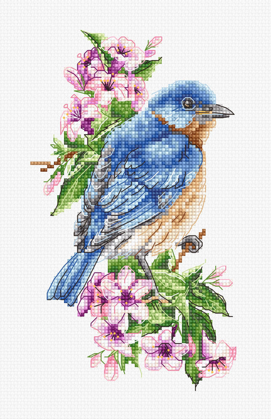 Cross Stitch Kit Luca-S - Blue bird on the branch, B1198 - Luca-S Cross Stitch Kits