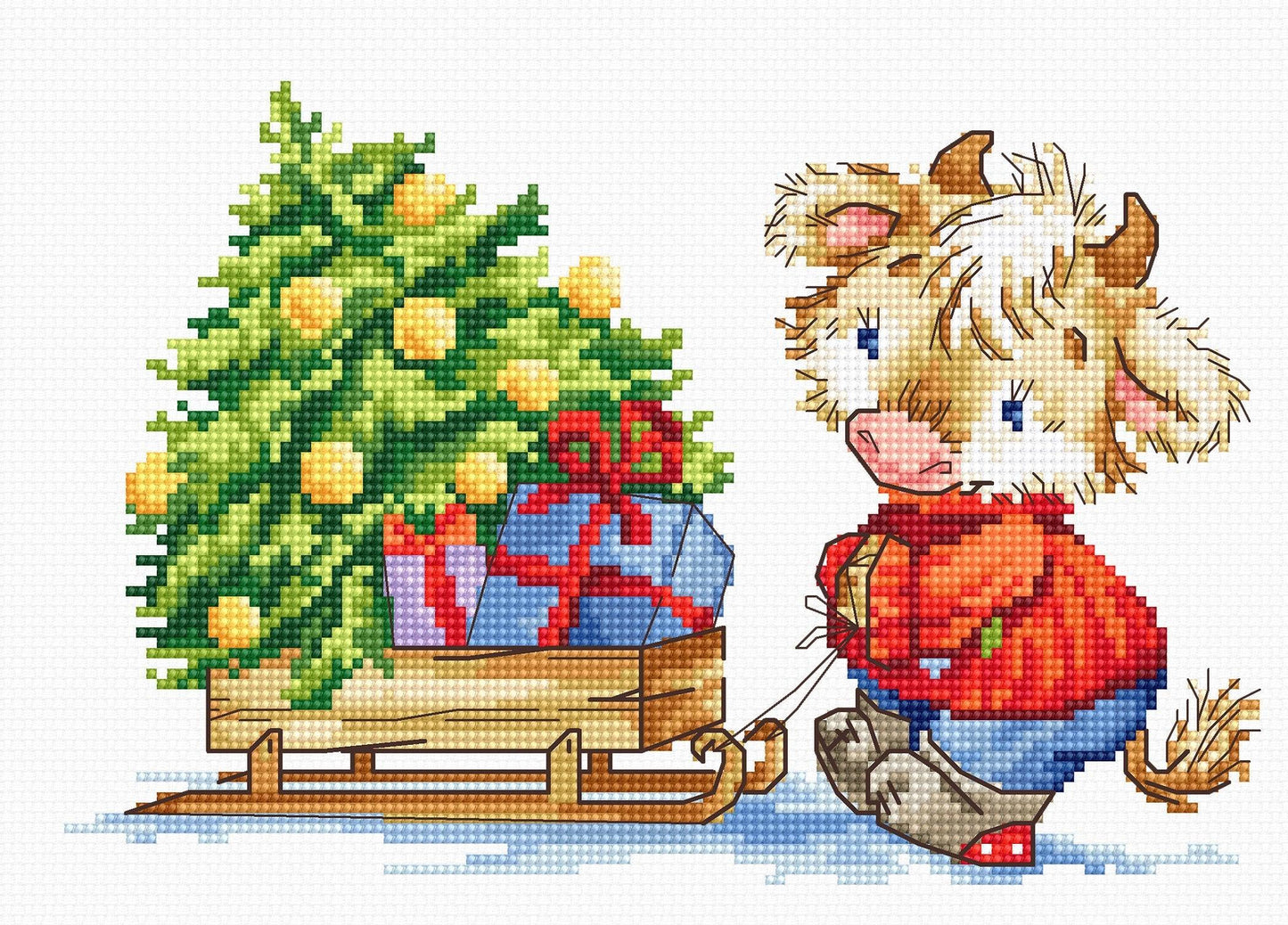 Cross Stitch Kit Luca-S - Calf with Christmas tree - HobbyJobby