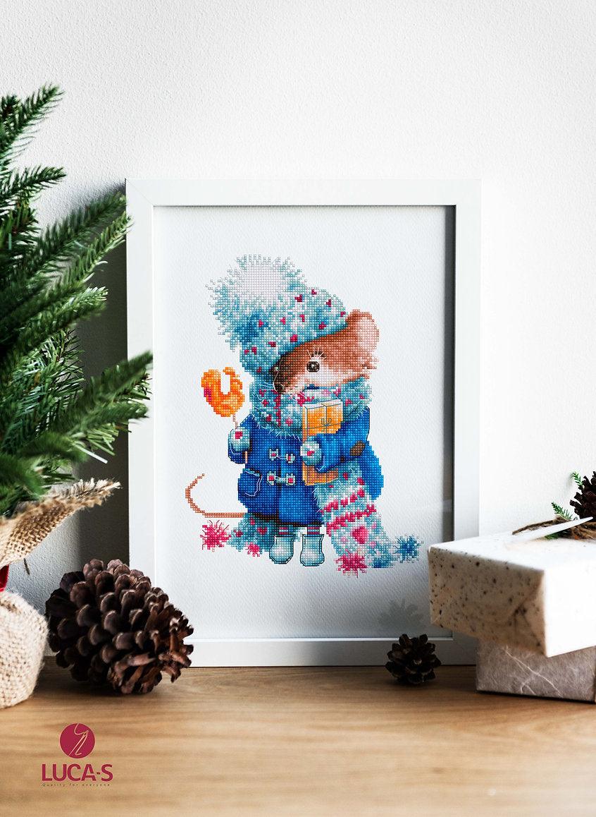 Cross Stitch Kit Luca-S - Christmas Mouse, B1168 - Luca-S Cross Stitch Kits