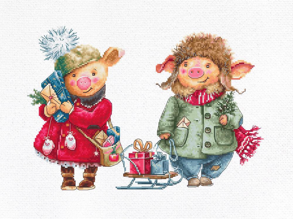 Cross Stitch Kit Luca-S - Christmas pigs, B1161 - Luca-S