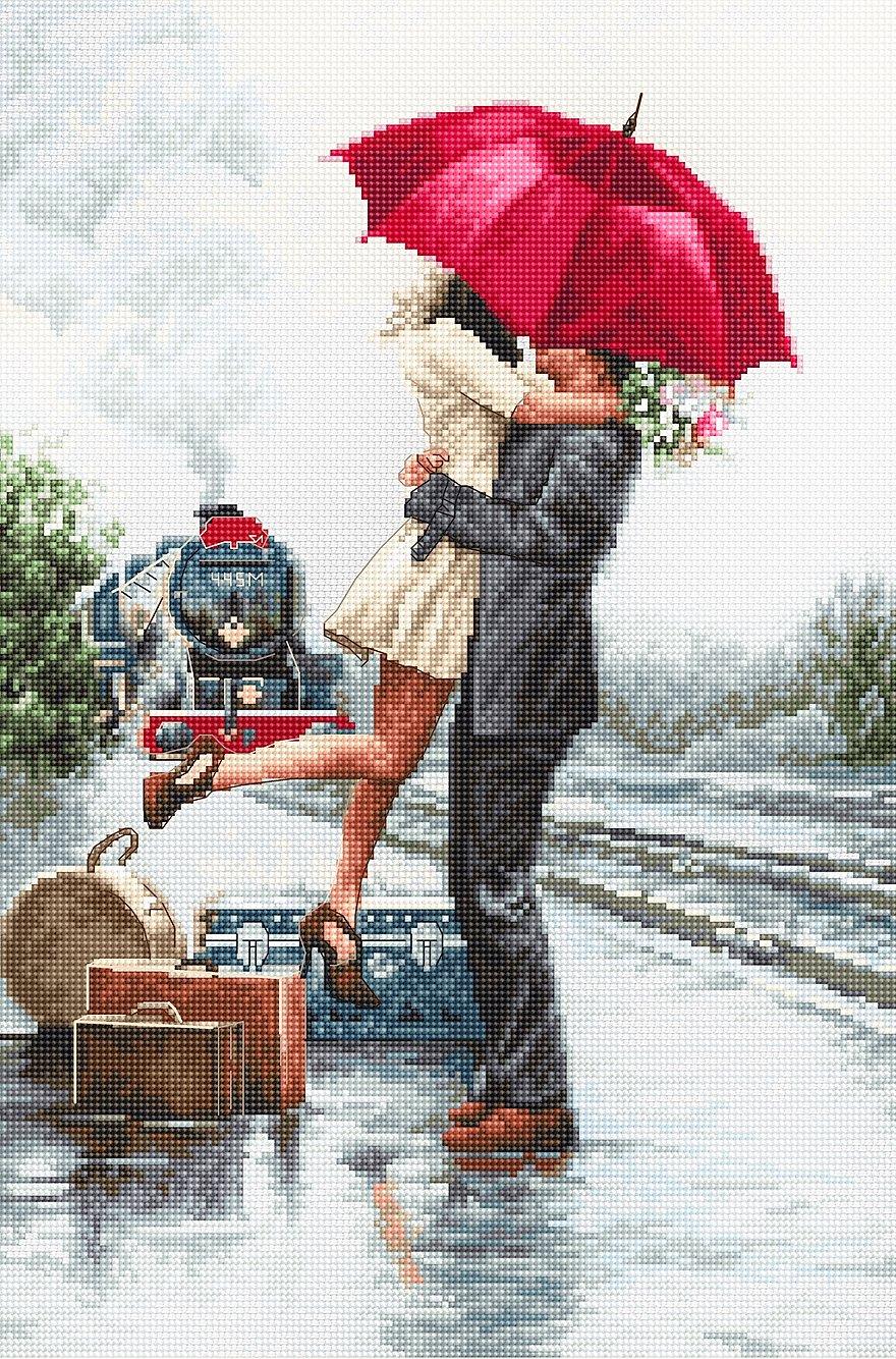 Cross Stitch Kit Luca-S - Couple on train station, B2369 - Luca-S Cross Stitch Kits