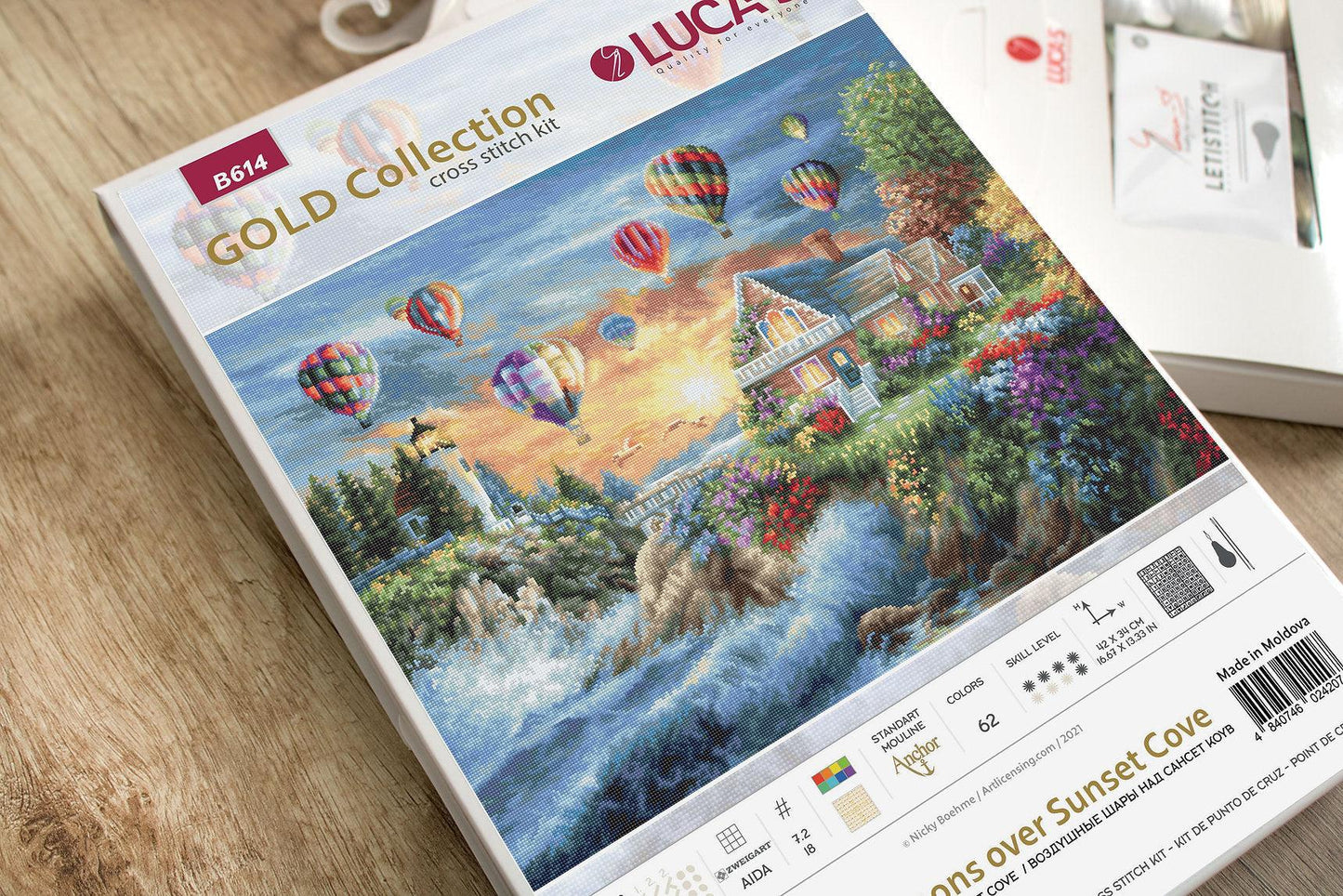 Cross Stitch Kit Luca-S Gold - Balloons over Sunset Cove - HobbyJobby