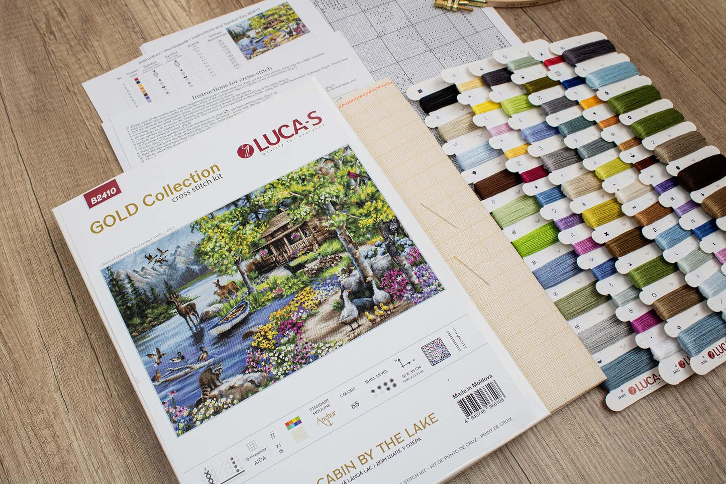 Cross Stitch Kit Luca-S GOLD - Cabin By The Lake, B2410 - Luca-S Cross Stitch Kits