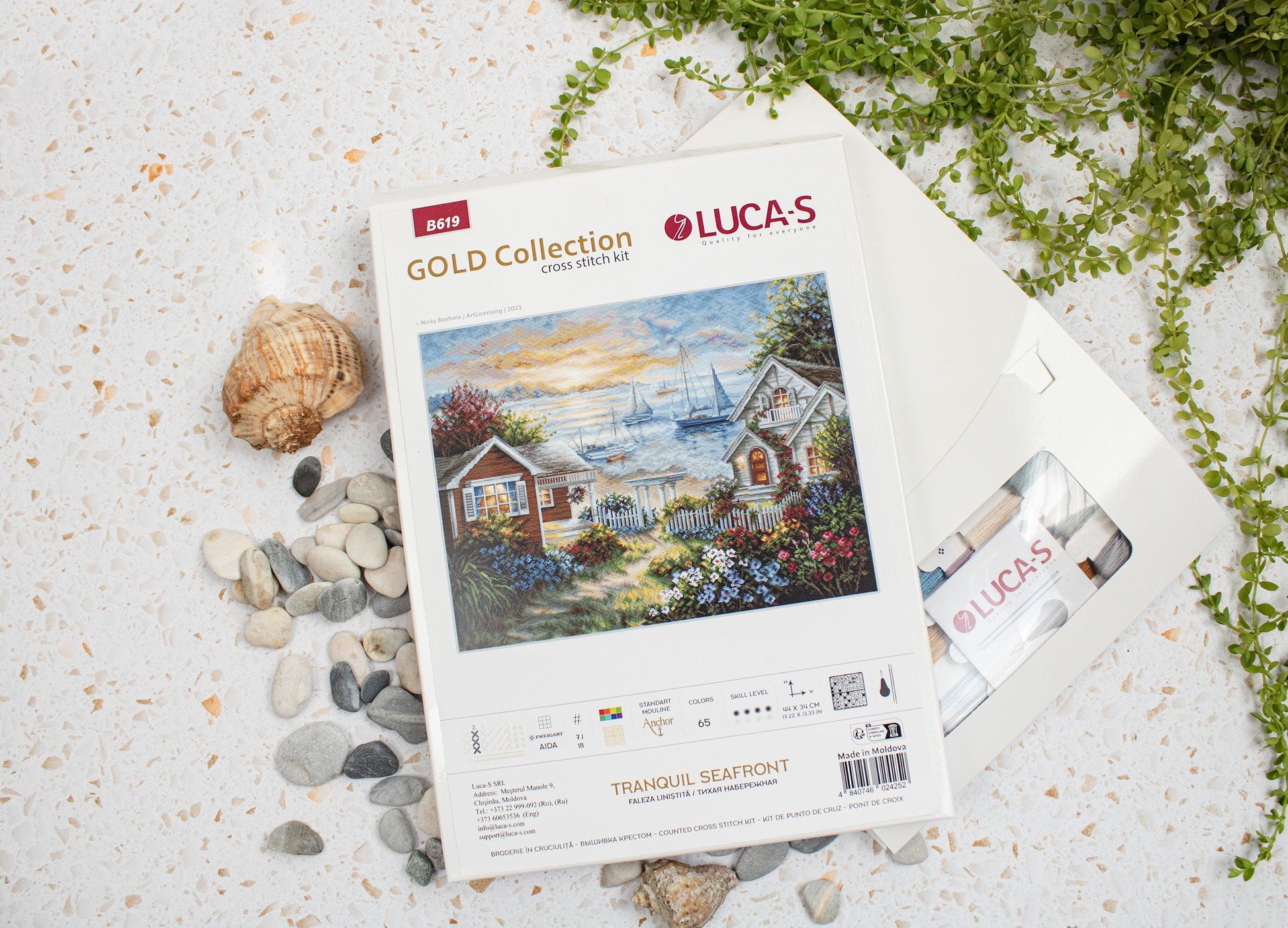 Cross Stitch Kit Luca-S, Gold Collection - B619, Tranquil Seafront - Luca-S Cross Stitch Kits