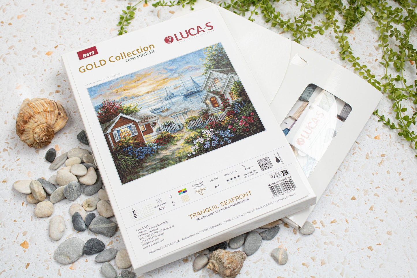 Cross Stitch Kit Luca-S, Gold Collection - B619, Tranquil Seafront - Luca-S Cross Stitch Kits