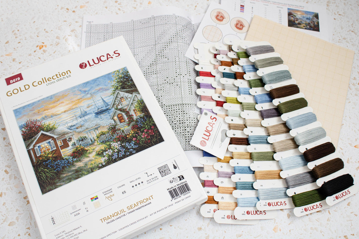 Cross Stitch Kit Luca-S, Gold Collection - B619, Tranquil Seafront - Luca-S Cross Stitch Kits