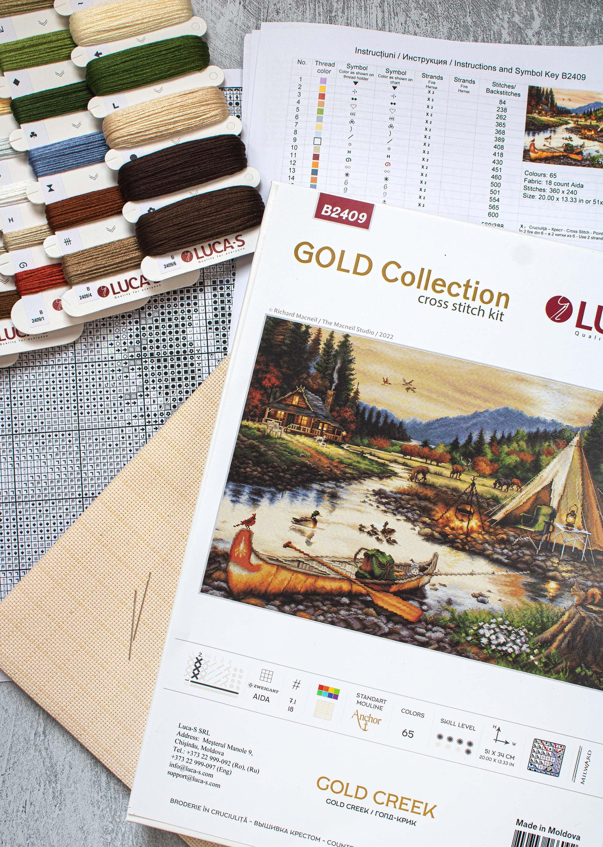 Cross Stitch Kit Luca-S GOLD - Gold Creek, B2409 - Luca-S Cross Stitch Kits