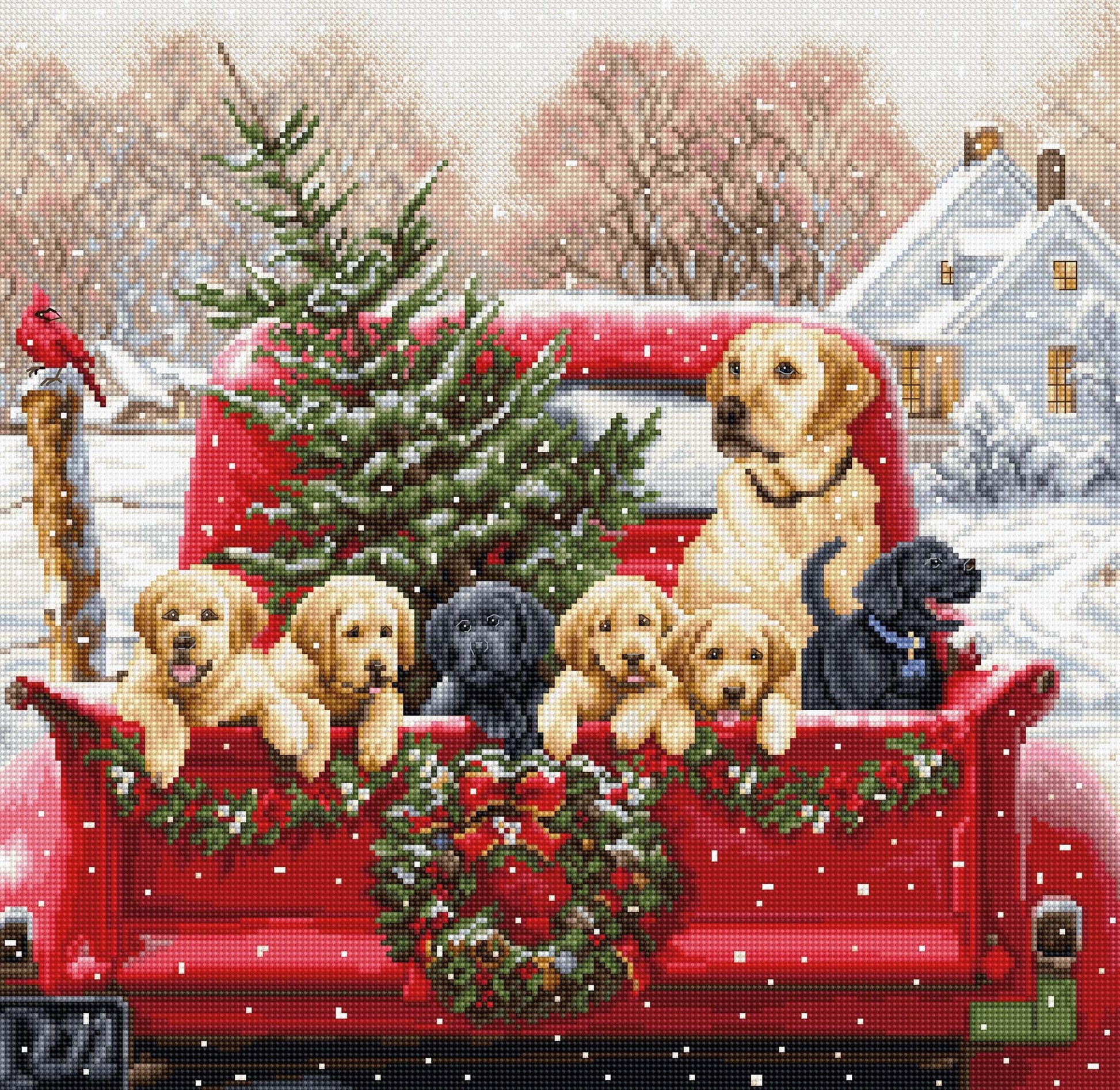 Cross Stitch Kit Luca-S GOLD - Labs Truck, BU5009 - Luca-S Cross Stitch Kits