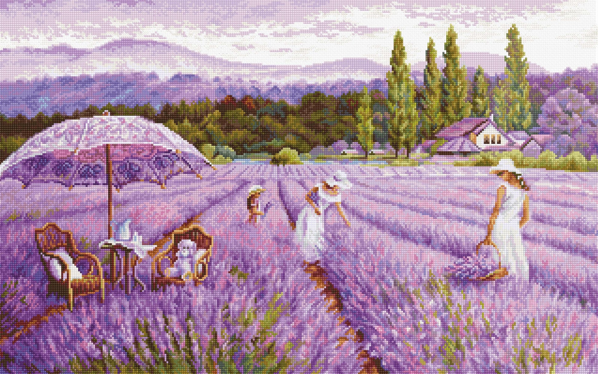 Cross Stitch Kit Luca-S GOLD - Lavender Field, BU5008 - Luca-S Cross Stitch Kits