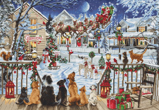 Cross Stitch Kit Luca-S Gold - Pets On The Porch, B2423 - Luca-S Cross Stitch Kits