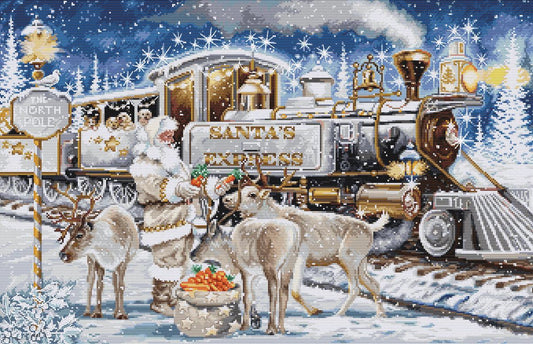 Cross Stitch Kit Luca-S Gold - Santaâs Express White, BU5038 - Luca-S Cross Stitch Kits