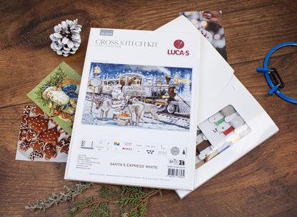 Cross Stitch Kit Luca-S Gold - Santaâs Express White, BU5038 - Luca-S Cross Stitch Kits