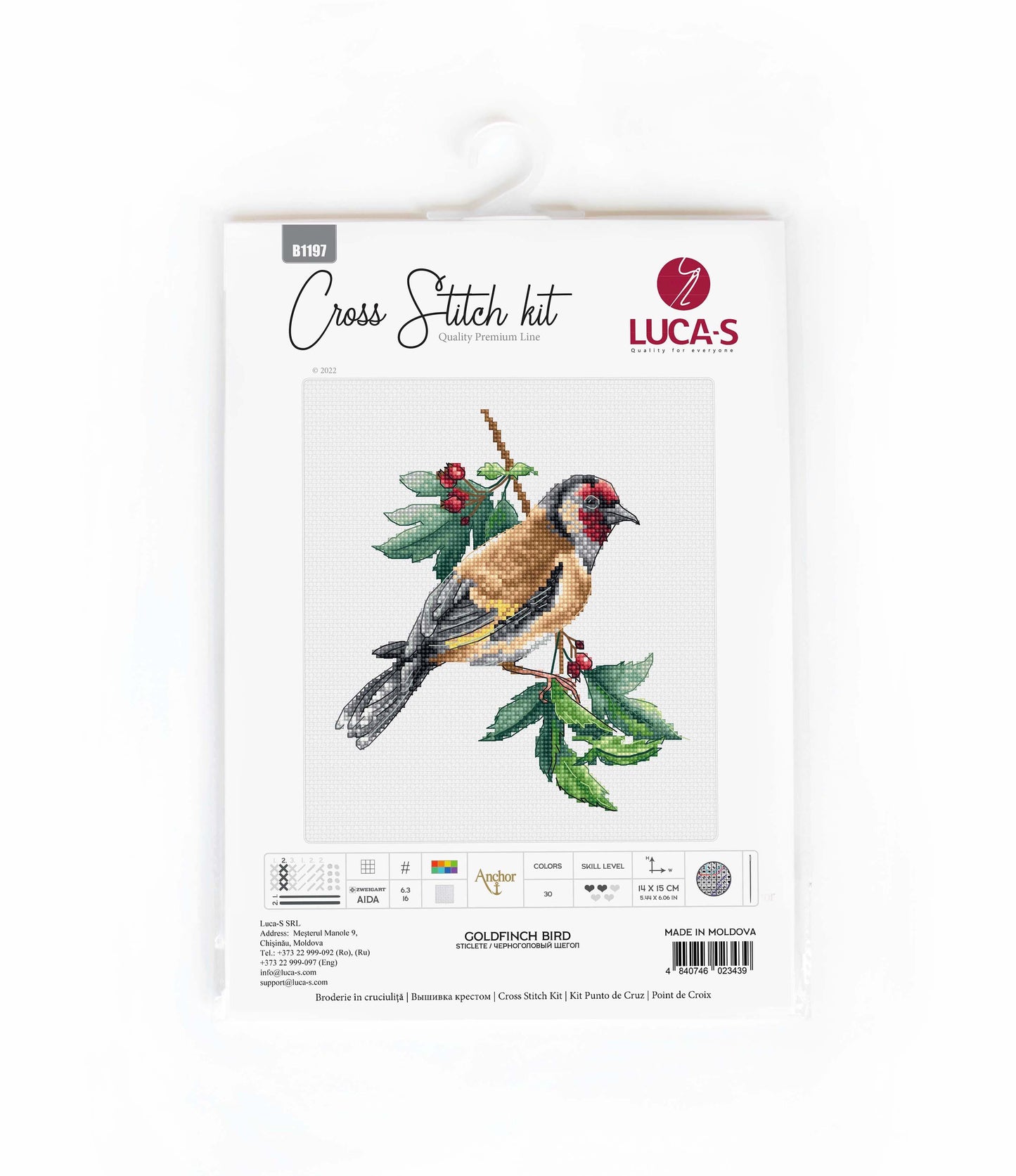 Cross Stitch Kit Luca-S - Goldfinch bird, B1197 - Luca-S Cross Stitch Kits